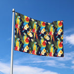 Parrot And Flower Pattern Print Polyester Flag