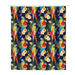 Parrot And Flower Pattern Print Polyester Shower Curtain