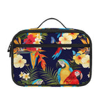 Parrot And Flower Pattern Print Portable Lunch Bag