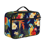 Parrot And Flower Pattern Print Portable Lunch Bag
