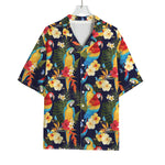 Parrot And Flower Pattern Print Rayon Hawaiian Shirt