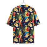 Parrot And Flower Pattern Print Rayon Hawaiian Shirt