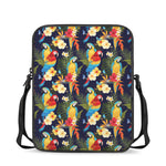 Parrot And Flower Pattern Print Rectangular Crossbody Bag