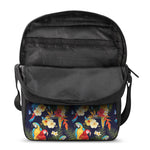 Parrot And Flower Pattern Print Rectangular Crossbody Bag