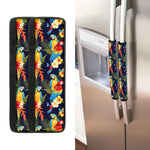 Parrot And Flower Pattern Print Refrigerator Handle Covers