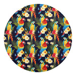 Parrot And Flower Pattern Print Round Blanket