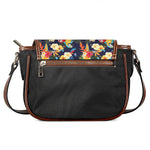 Parrot And Flower Pattern Print Saddle Bag