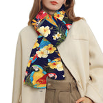 Parrot And Flower Pattern Print Scarf