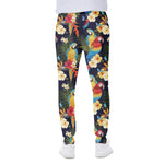 Parrot And Flower Pattern Print Scuba Joggers