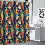 Parrot And Flower Pattern Print Shower Curtain