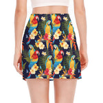 Parrot And Flower Pattern Print Side Slit Mini Skirt