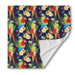 Parrot And Flower Pattern Print Silk Bandana