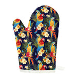 Parrot And Flower Pattern Print Single Oven Mitt