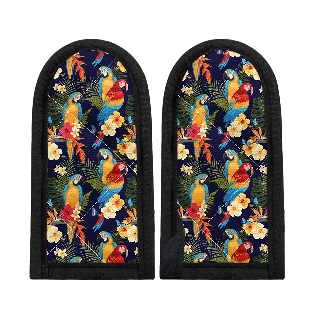 Parrot And Flower Pattern Print Skillet Handle Cover