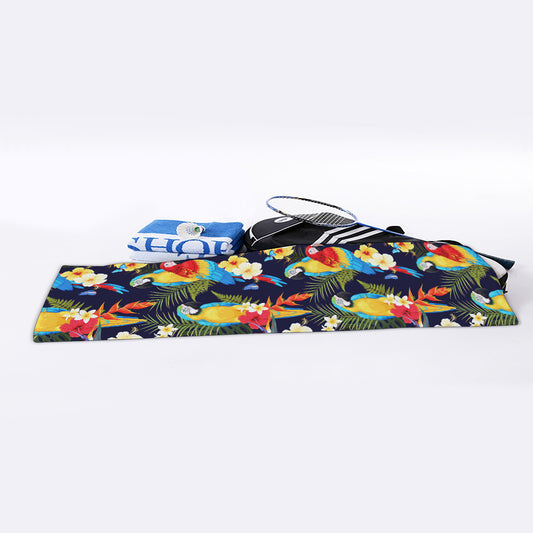 Parrot And Flower Pattern Print Sports Towel