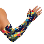 Parrot And Flower Pattern Print Sun Protection Arm Sleeves
