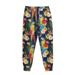Parrot And Flower Pattern Print Sweatpants
