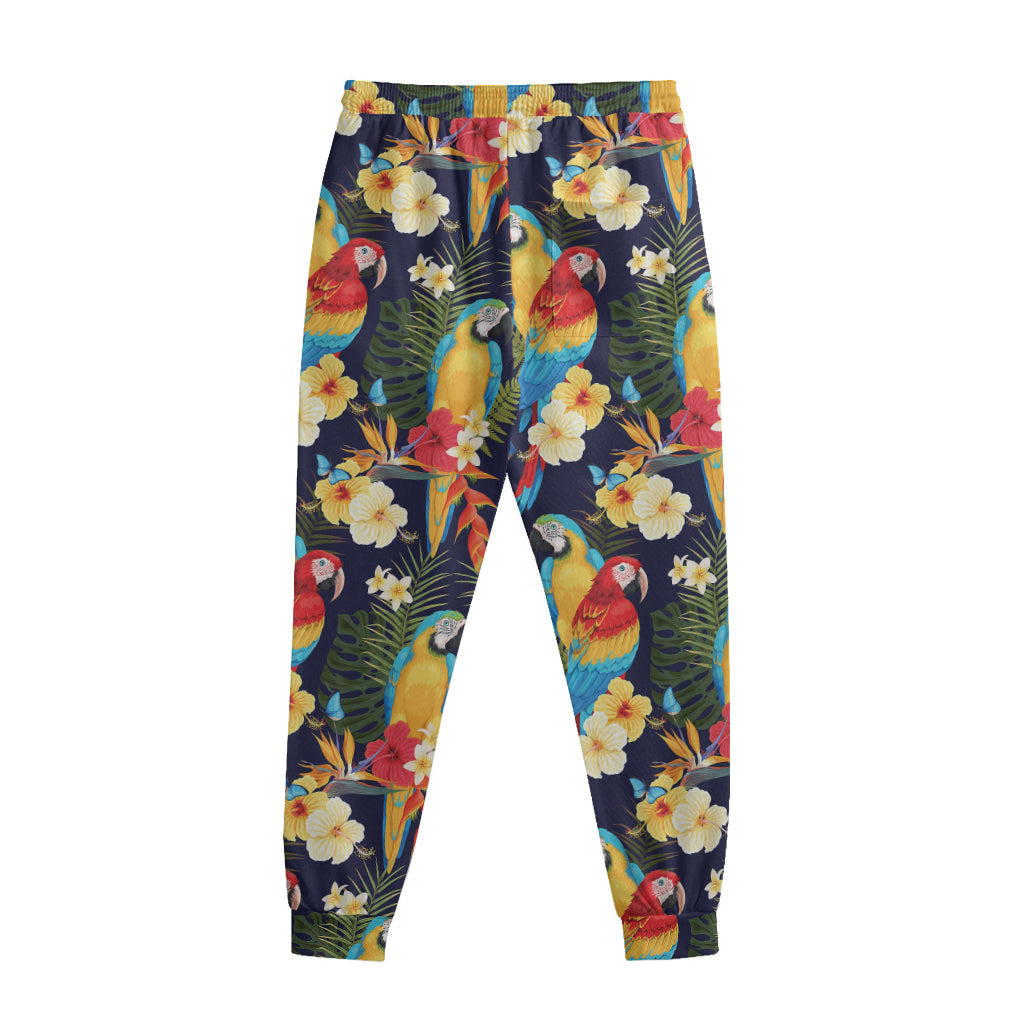 Parrot And Flower Pattern Print Sweatpants
