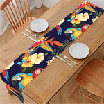 Parrot And Flower Pattern Print Table Runner