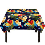 Parrot And Flower Pattern Print Tablecloth