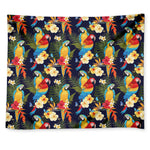 Parrot And Flower Pattern Print Tapestry