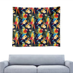 Parrot And Flower Pattern Print Tapestry