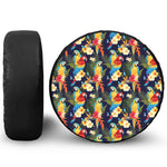 Parrot And Flower Pattern Print Tire Cover