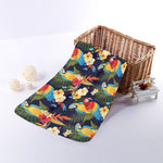 Parrot And Flower Pattern Print Towel