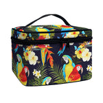 Parrot And Flower Pattern Print Travel Makeup Bag
