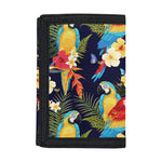 Parrot And Flower Pattern Print Trifold Wallet