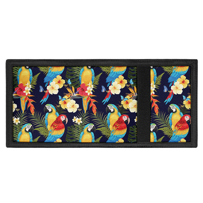 Parrot And Flower Pattern Print Trifold Wallet