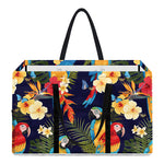 Parrot And Flower Pattern Print Utility Tote Bag