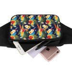 Parrot And Flower Pattern Print Waist Bag