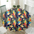 Parrot And Flower Pattern Print Waterproof Round Tablecloth