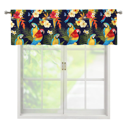Parrot And Flower Pattern Print Window Valance