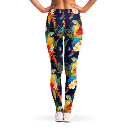Parrot And Flower Pattern Print Women's Leggings