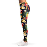 Parrot And Flower Pattern Print Women's Leggings