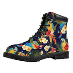 Parrot And Flower Pattern Print Work Boots