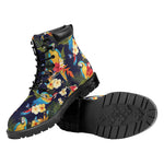 Parrot And Flower Pattern Print Work Boots