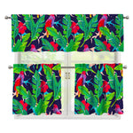 Parrot Banana Leaf Hawaii Pattern Print 3 Piece Kitchen Curtains