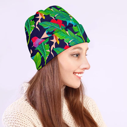 Parrot Banana Leaf Hawaii Pattern Print Beanie