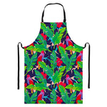 Parrot Banana Leaf Hawaii Pattern Print Bib Apron With Pocket