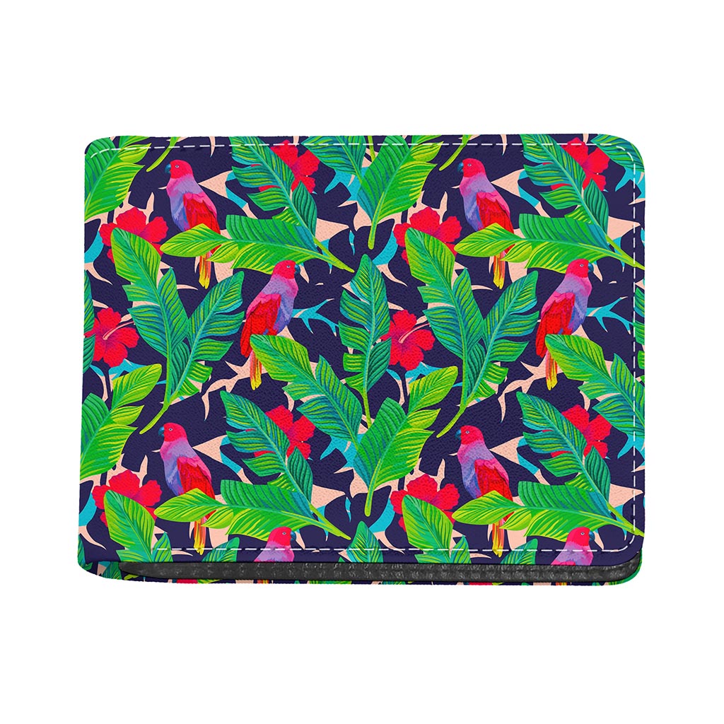 Parrot Banana Leaf Hawaii Pattern Print Bifold Wallet