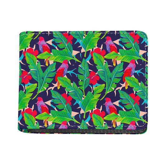 Parrot Banana Leaf Hawaii Pattern Print Bifold Wallet