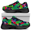 Parrot Banana Leaf Hawaii Pattern Print Black Chunky Shoes