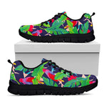 Parrot Banana Leaf Hawaii Pattern Print Black Running Shoes