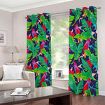 Parrot Banana Leaf Hawaii Pattern Print Blackout Grommet Curtains