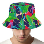 Parrot Banana Leaf Hawaii Pattern Print Bucket Hat