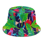 Parrot Banana Leaf Hawaii Pattern Print Bucket Hat
