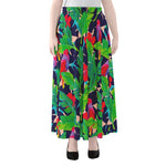 Parrot Banana Leaf Hawaii Pattern Print Chiffon Maxi Skirt